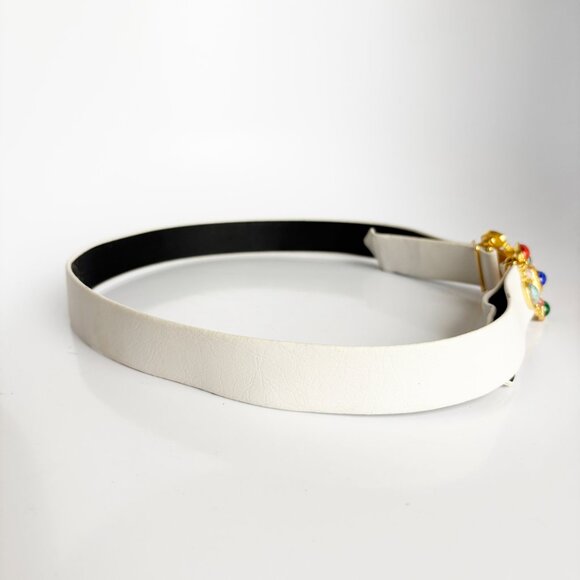 Vintage Paquette Belt Buckle with Cabochons + White Gay Boyer Belt Strap - Picture 8 of 12